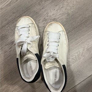 Alexander McQueen White Leather Sneakers with Black Heel